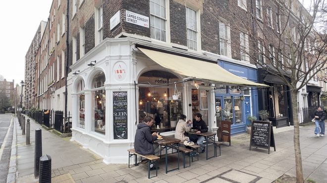 The corner shopfront and outside tables